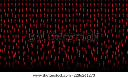 Red Bouncing exclamation points on black bg. Abstract festive background for advertising, congratulations, text. Colorful creative flat dynamic shapes animation. Business bg. 3D render.