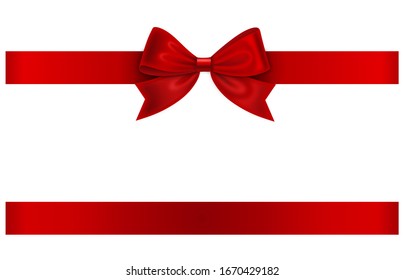 Red Bow And Ribbon On White Background