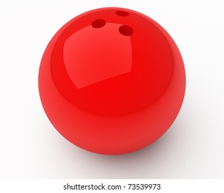 Red Bowling Ball Isolated Over White