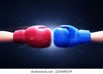 Red boxing gloves versus blue boxing gloves on 3d illustration - Powered by Shutterstock