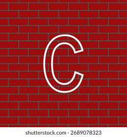 Red brick wall pattern background with a white outline of the letter C by Vectrace.