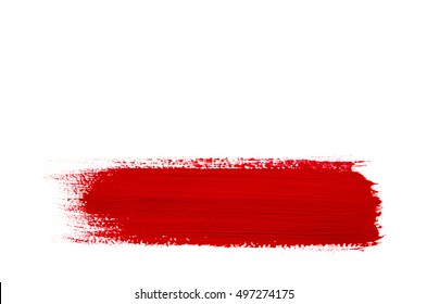 Red brush stroke isolated on grunge background - Shutterstock ID 497274175