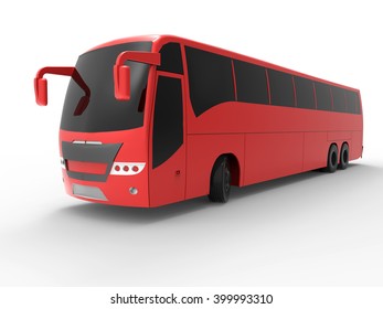 Red Bus. 3D Image.