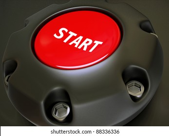 red button isolated on a black background