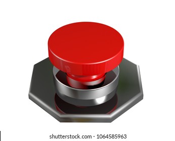 Red Buzzer Button 3D Illustration