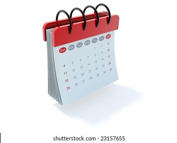 Red Calendar Icon Isolated On White