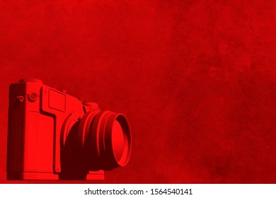 red camera on red background, 3d illustration