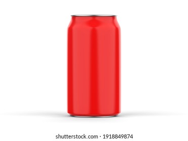 Red Can Mockup For Beer, Alcohol, Juice, Energy Drink And Soda, Aluminium Metal Can Mock Up On Isolated White Background, 3d Illustration