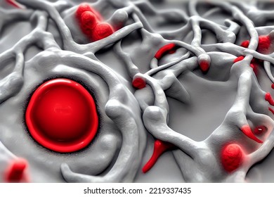 Red Cancer Cells Inside Body, 3d Illustration