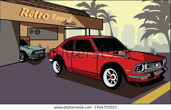 red car\
illustration design from adobe\
illustrator