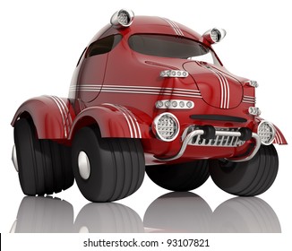 Red Car Isolated On White Background, 3d.