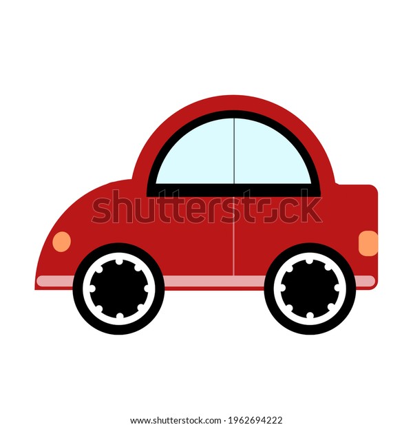 Red car isolated on white background. Car icon flat\
design. 