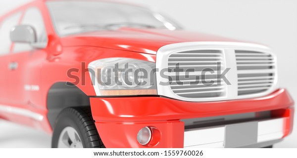 red\
car on a white background close-up, 3d\
illustration