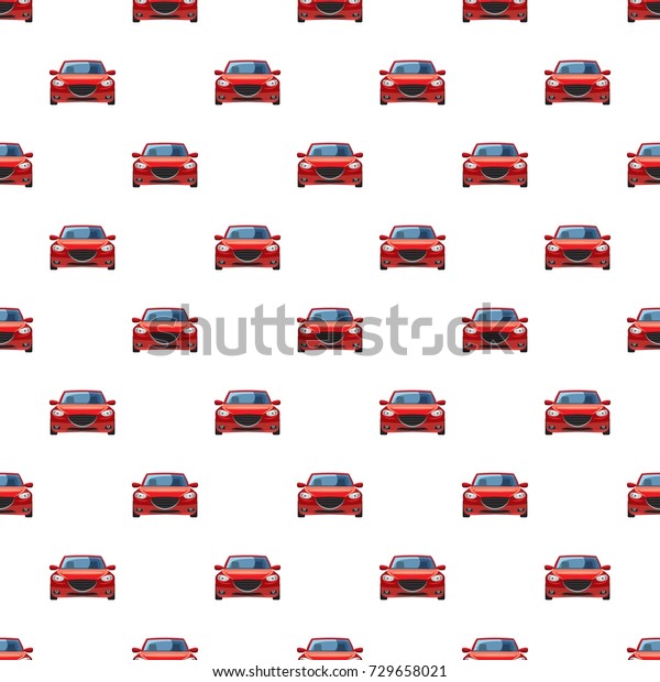 Red car pattern seamless repeat in cartoon\
style  illustration