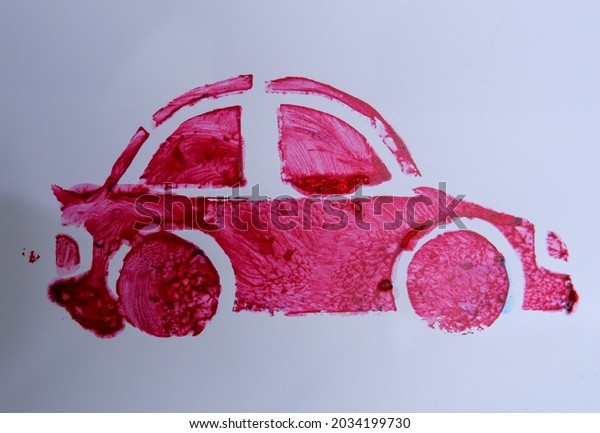 Red car pattern in white
paper