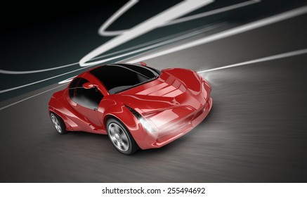 red car speeding