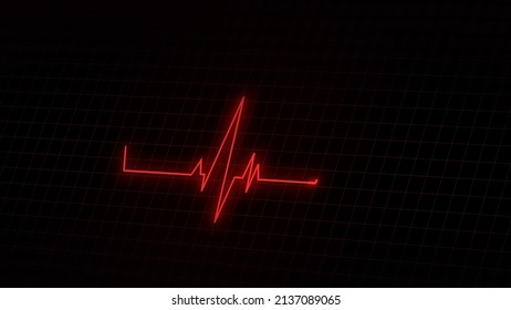 Red Cardiogram Or Heartbeat Line In High Resolution. EKG ECG Screen. Electrocardiogram.