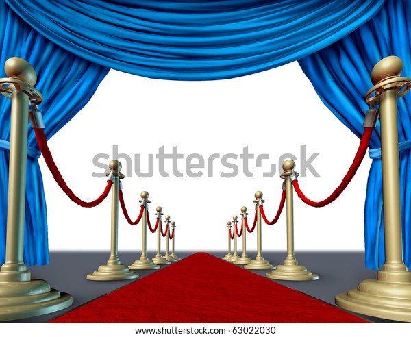 red carpet blue velvet curtain introducing\
presenting theater\
stage