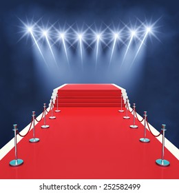 Red Carpet Event With Spotlights , Award Ceremony , Premiere