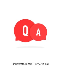 red cartoon bubble like question answer. concept of abstract online conversation for help or fast solve problem. minimal flat trend modern simple qa logotype graphic art design on white background