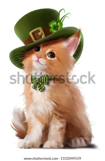 Red Cat Green Hat St Patricks Stock Illustration 1332049559 | Shutterstock
