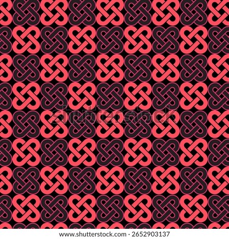A red Celtic Knot pattern on a black background creates a strong and elegant contrast.