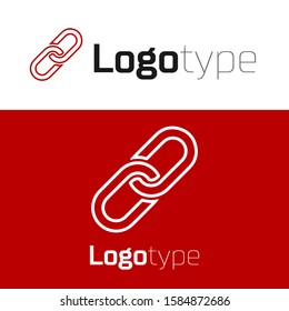 Red Chain Link Icon Isolated On White Background. Link Single. Logo Design Template Element. 