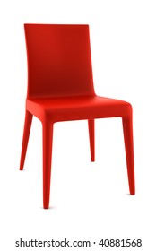 Red Chair Isolated On White Background 