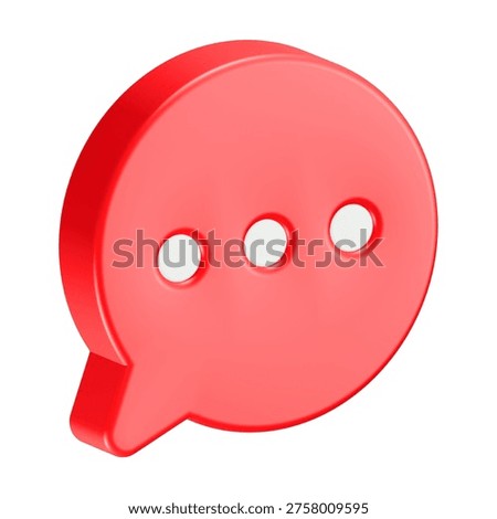 red chat speech bubble talk 3d icon rendering