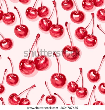 Red Cherry fruit Seamless Pattern
