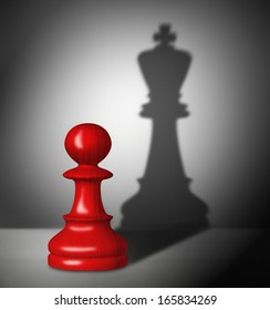 Red Chess Pawn With The Shadow Of A King.