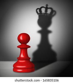 Red Chess Pawn With The Shadow Of A King.