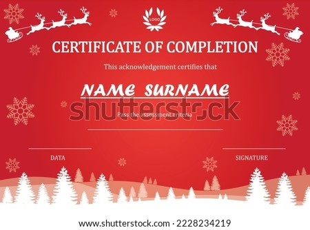 Red Christmas Theme Course Completion Certificate