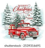 Red Christmas Truck Clip Art 