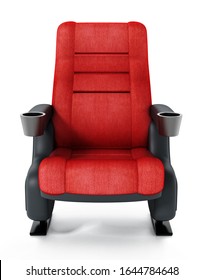 Red Cinema Chair Isolated On White Background. 3D Illustration.