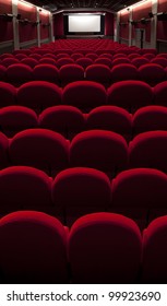red cinema empty projection screen