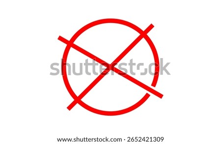 A red circle intersected with two diagonal lines, symbolizing rejection, error, restriction, prohibition, or invalid input in various contexts.