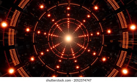Red Circle Light Cyber Tunnel Effect