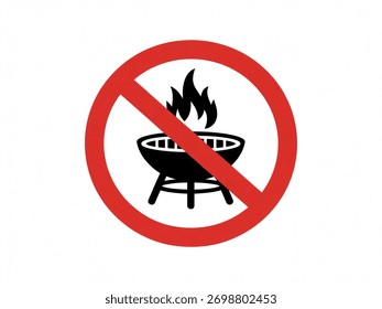 A red circle with a line through it indicates that grilling is not allowed.