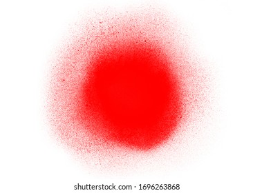 Red circle watercolor spray brush isolated on white backdrop