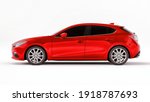 Red city car with blank surface for your creative design. 3D rendering