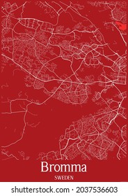 Red City Map Of Bromma Sweden