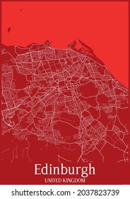 Red City Map Of Edinburgh United Kingdom