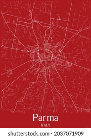 Red City Map Of Parma Italy