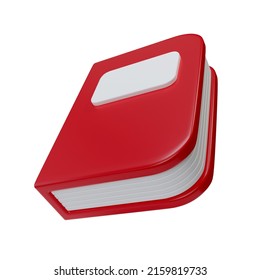 Red Closed Book Cartoon 3D Icon