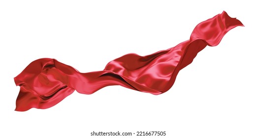 Red Cloth Flying In The Wind Isolated On White Background 3D Render