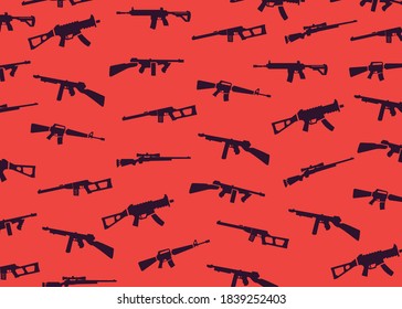 Red Color Background Black Pub G Guns