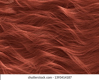 Red Color Hair Wave Texture    Volume Curls 3d Model Rendering Background Illustration

