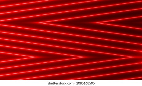 Red Color Neon Light Geometric Glowing Line Animation. Animated Neon Line Motion Background.