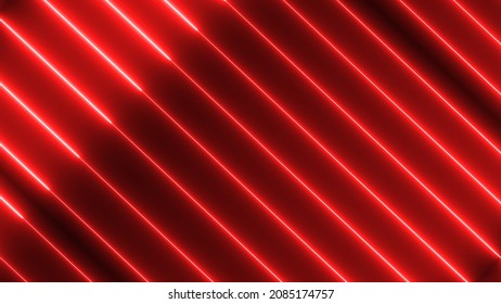 Red Color Neon Light Geometric Glowing Line Animation. Animated Neon Line Motion Background.